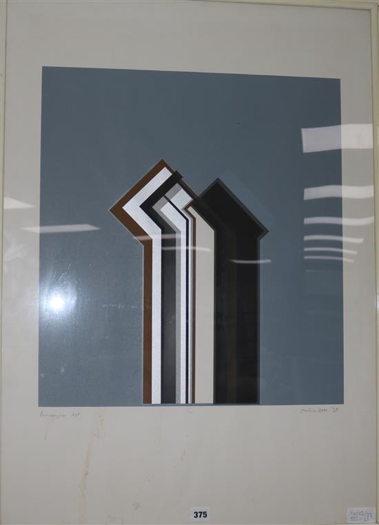 Michael Hale (b. 1934), screenprint, Passninglin, inscribed, signed and dated 79, overall 90 x 63cm